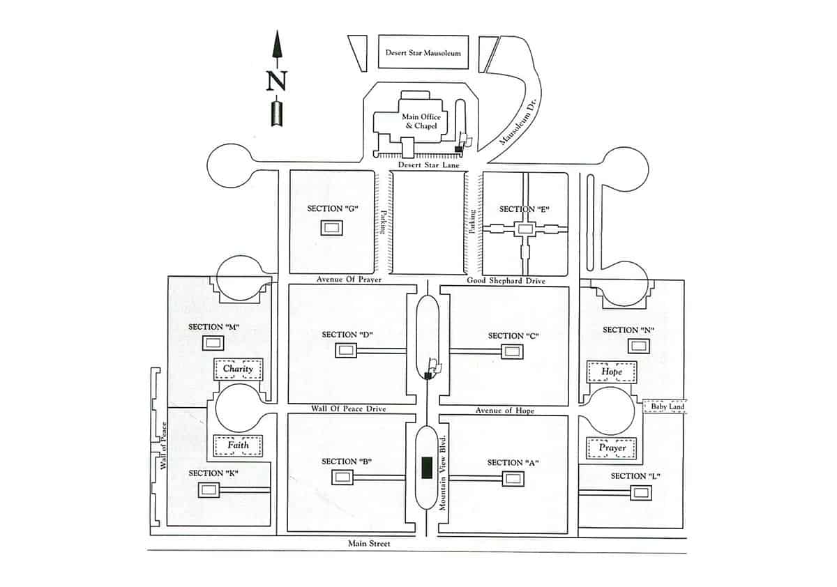 Cemetery Map | Mountain View Cemetery Map (Mesa, AZ) | Mountain View Funeral Home & Cemetery